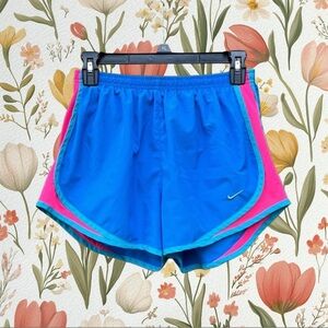 Nike Dri-Fit Women’s Blue & Pink Athletic Shorts Lined Elastic Waist Size M